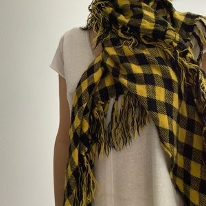 Yellow Buffalo Plaid Tassel Scarf
